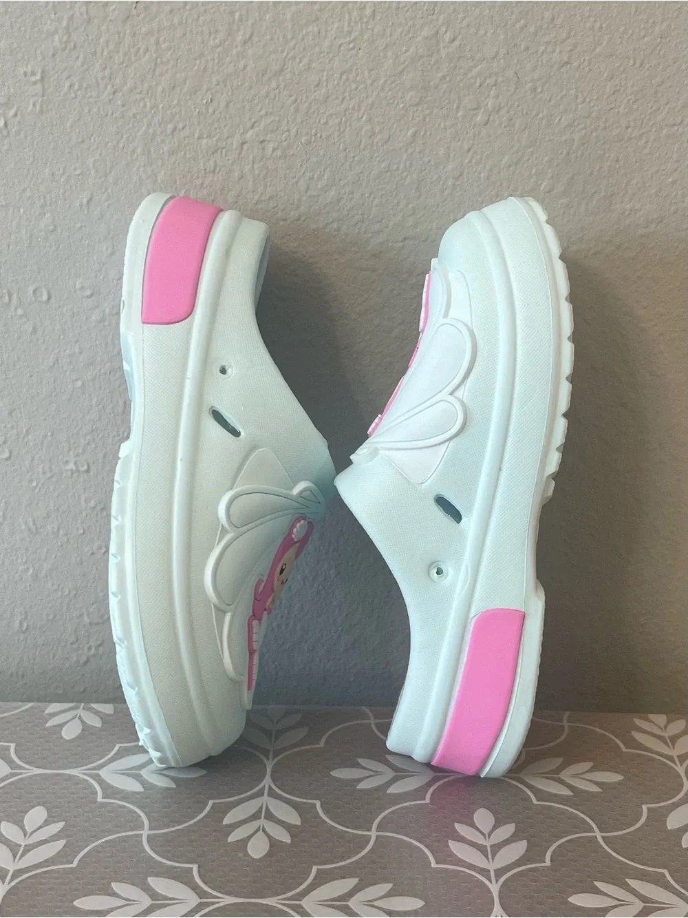 Toddler Girl size 12 Slip on Clogs Light Mint Green with Pink Mermaid Accent